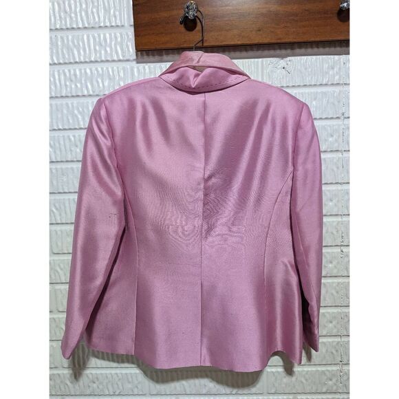 Jax Women's Pink Silk Zip Front With Scarf Collared Blazer Jacket Size 14 - Picture 4 of 4